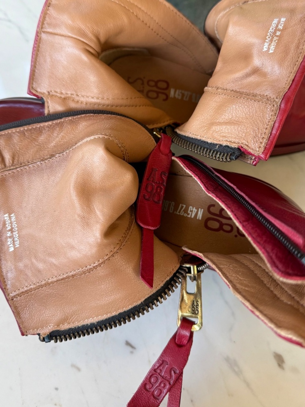 New A.S.98 Eire Ankle Zip Leather Boots Red - Picture 5 of 16